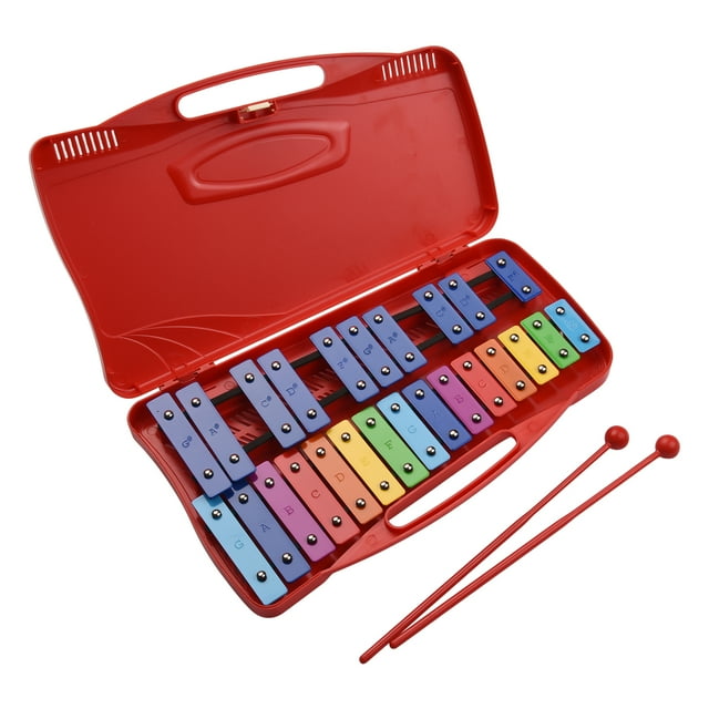 25 Notes Glockenspiel Xylophone à Main Xylophone Percussion Rythme Instrument Éducatif Musical Jouet avec Étui 2 Maillets pour Bébé Enfants
