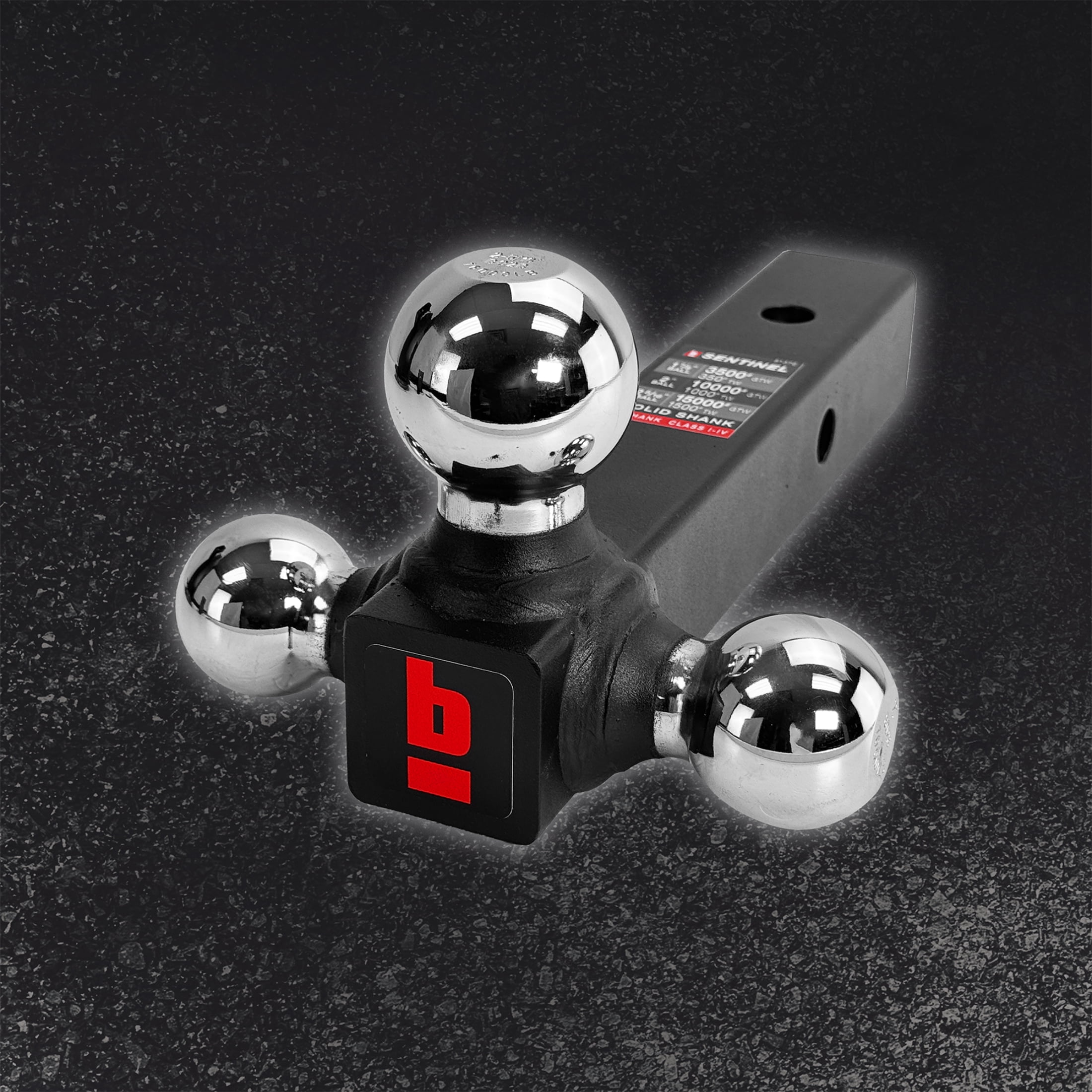 bROK Solid Shank Class III Tri-Ball Mount with Chrome Finished Hitch Balls