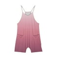thumbnail image 3 of Lenpel Girls' Rompers Loose Spaghetti Strap V Neck Sleeveless Gradient Short Jumpsuits with Pockets Casual Summer Clothes, 3 of 6