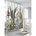 thumbnail image 3 of Fsddascl Vintage Leaves Floral Shower Curtain Set - Standard 72" x 72" Washable Bathtub Curtain with 12 Hooks, Farmhouse Botanical Flowers Waterproof Fabric Stall Shower Curtains for Bathroom, 3 of 6
