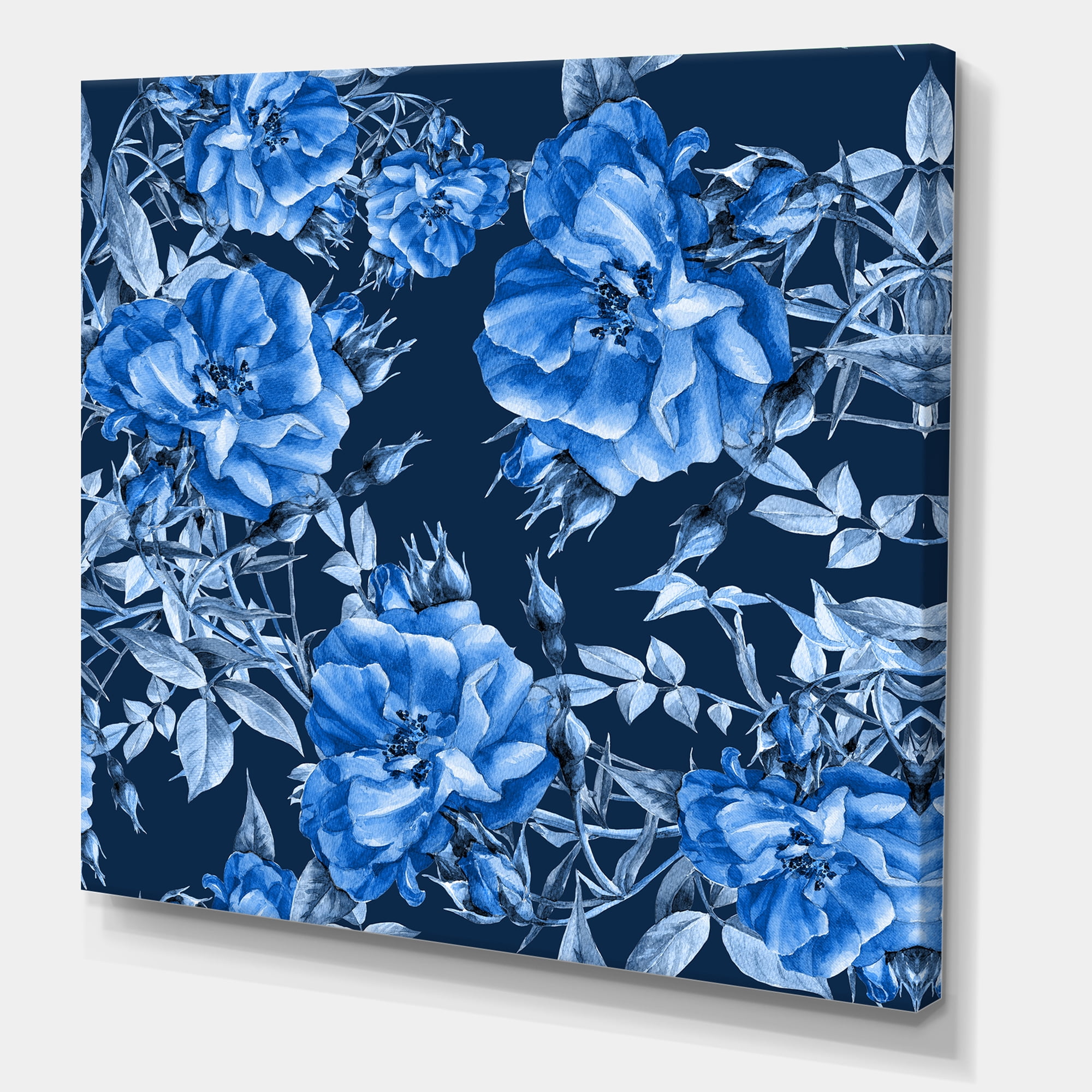 Designart ' Abstract Blue Wildflowers ' Modern Canvas Wall Art Print