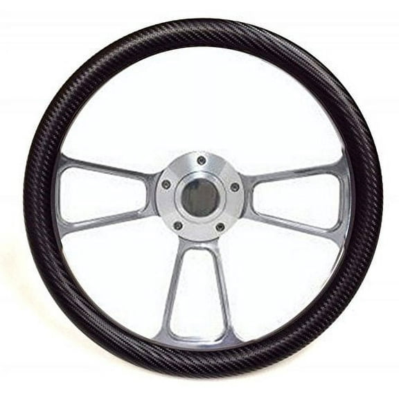 New World Motoring Kubota, Tomberlin Golf Cart 14" Black Carbon Fiber Steering Wheel   Adapter