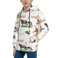 thumbnail image 2 of Fotbe Cute Farm Pattern Youth Pullover Hooded Sweatshirt, Boys Hoodie, Kangaroo Pocket Hoodie for Kids Girls -Medium, 2 of 6