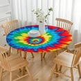 thumbnail image 3 of Colorful Rainbow Tie Dye Spiral Pattern Round Fitted Tablecloth with Elastic Edge,Dining Table Cover Waterproof,Outdoor Round Tablecloth for Camping,Dining,Indoor and Outdoor, 3 of 7