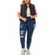 thumbnail image 2 of Women's Plus Size Trucker Vest Zipper Front Sleeveless Denim Vests Black 4X, 2 of 7