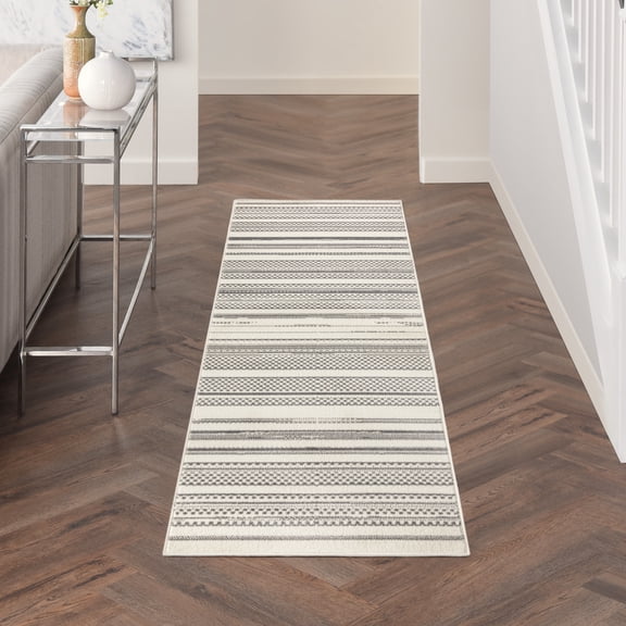 Nourison Grafix Modern Ivory Grey 2'3" x 7'6" Area Rug (2x8)