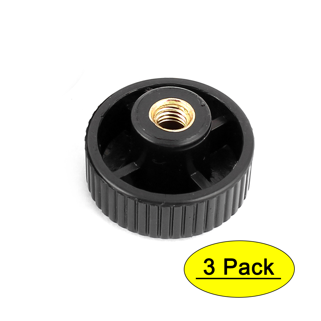 M8 Female Thread 40mm Head Dia Clamping Knurled Knob Black 3Pcs