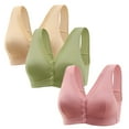 thumbnail image 2 of Abomasnow 3 PCs Women's Front Closure Sports Bras Front Button Bra Full Coverage Convenient Snap Sleep Bra No Wire Everyday Sleep Bras, 2 of 3