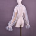 thumbnail image 2 of Vjnyvs Removable Ruffled Puffy Tulle Long Sleeve Bridal Wrap Cape Detachable Peplum Shrug for Wedding Evening Embellished Soft Mesh Bolero, 2 of 7