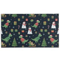 Christmas Dinosaur Pattern Door Rugs,Washable Non Slip Door Mats Indoor,Decorative Door Mats,Entry Mat Indoor for Entrance,Bedroom,Kitchen,Bathroom,17"x30"