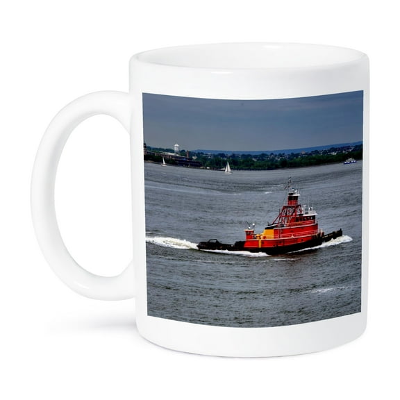 3dRose, Red Tugboat, NY Harbor, 15oz Mug
