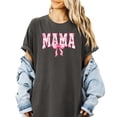 thumbnail image 2 of Trendy Floral Mama Shirt for Women Pink Bow Graphic Tee Pepper Shirt Adult 2X-Large, 2 of 4