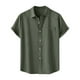 thumbnail image 2 of Ceisia Men's Solid Color Loose Fit Short Sleeve Button Down Shirt for Casual & Vacation Wear Army Green M Gifts, 2 of 9