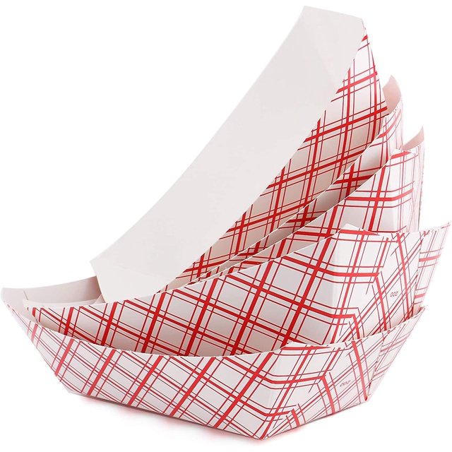 Paquete de 100 Bandeja de comida de papel desechable que sirve bote Feliz Sencillez