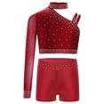 thumbnail image 4 of TSSOE Kids Girls Figure Skating Outfits Ballet Hip Hop Jazz Dance Crop Tops with Gymnastics Dance Shorts Set Burgundy 12, 4 of 6