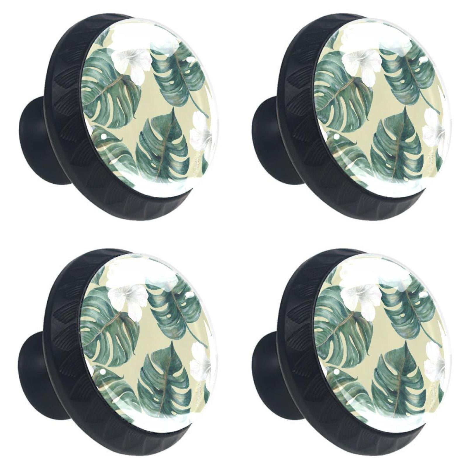 4 Pcs Watercolor Palm Leaves Knobs for Kitchen Cabinet Cupboard Dresser ...