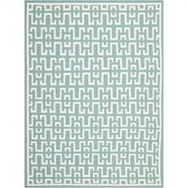 SAFAVIEH Dhurries Waverly Geometric Area Rug, Seafoam/Ivory, 5' x 8'