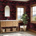 thumbnail image 4 of Peel and Stick Wallpaper Floral Damask Red Black Vintage Baroque Ornament Style Wall Mural 23.6in x 9.8ft Self Adhesive Removable Wall Paper Renter Friendly Wallpaper for Nursery Bedroom Cabinets, 4 of 8