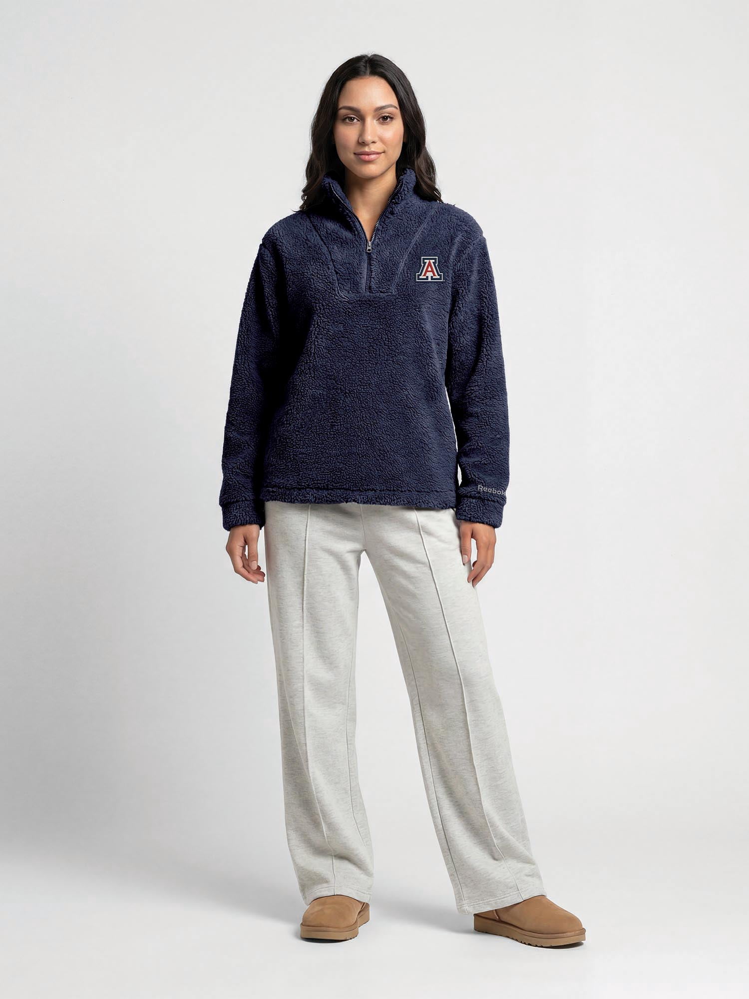 Arizona Wildcats Reebok Womens Relaxed Fit Qtr Zip Sherpa Pullover