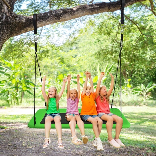 Columpio Costway con cuerdas Regulables para niños estructura de acero Impermeable Verde 150 x 80 cm