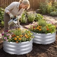 thumbnail image 4 of Costway 2 PCS 24” x 24” x 11.5” Galvanized Raised Garden Bed, Round Planter Box with Open-Ended Base Sliver, 4 of 10
