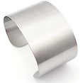 thumbnail image 3 of Silver Wide Grooved Cuff Bangle for Women Lady Stainless Steel Shiny Punk Bracelet, 3 of 4