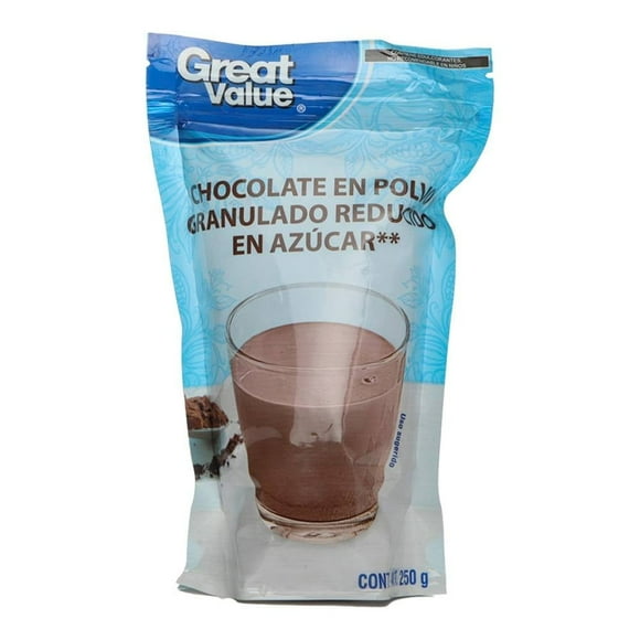 Chocolate en polvo Great Value reducido en azúcar 250 g