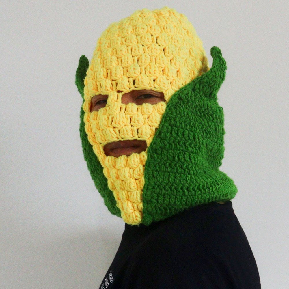 Jiibva Creative Knitted Hat, Unisex Knit Corn Beanie, Winter Warm Knitted Cap Funny Corn Hats Ski Mask Windproof Hat for Halloween Events