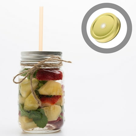 PTOOTP Jar Wide Mouth Lids, 12pcs Iron Golden Replacement Caps for Canning Jars and Cup Covers