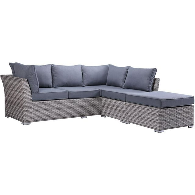 ACME Laurance Patio Sectionnel & Cocktail Table en Tissu Gris Finition
