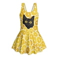 thumbnail image 4 of COEQINE Swim Dress for Girls, One Piece Swimsuit Scoop U-Neckline Wide Straps Swimwear Attached Skirt, Playful Bathing Suit for 10-11 Year Olds, Easy Care, Black Cat Lemon Slice, 4 of 8