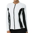 thumbnail image 1 of Charmo Womens Long Sleeve Rashguard Swimsuit Zip Front Color Block Tankini Sun Protection Rash Guard, 1 of 5
