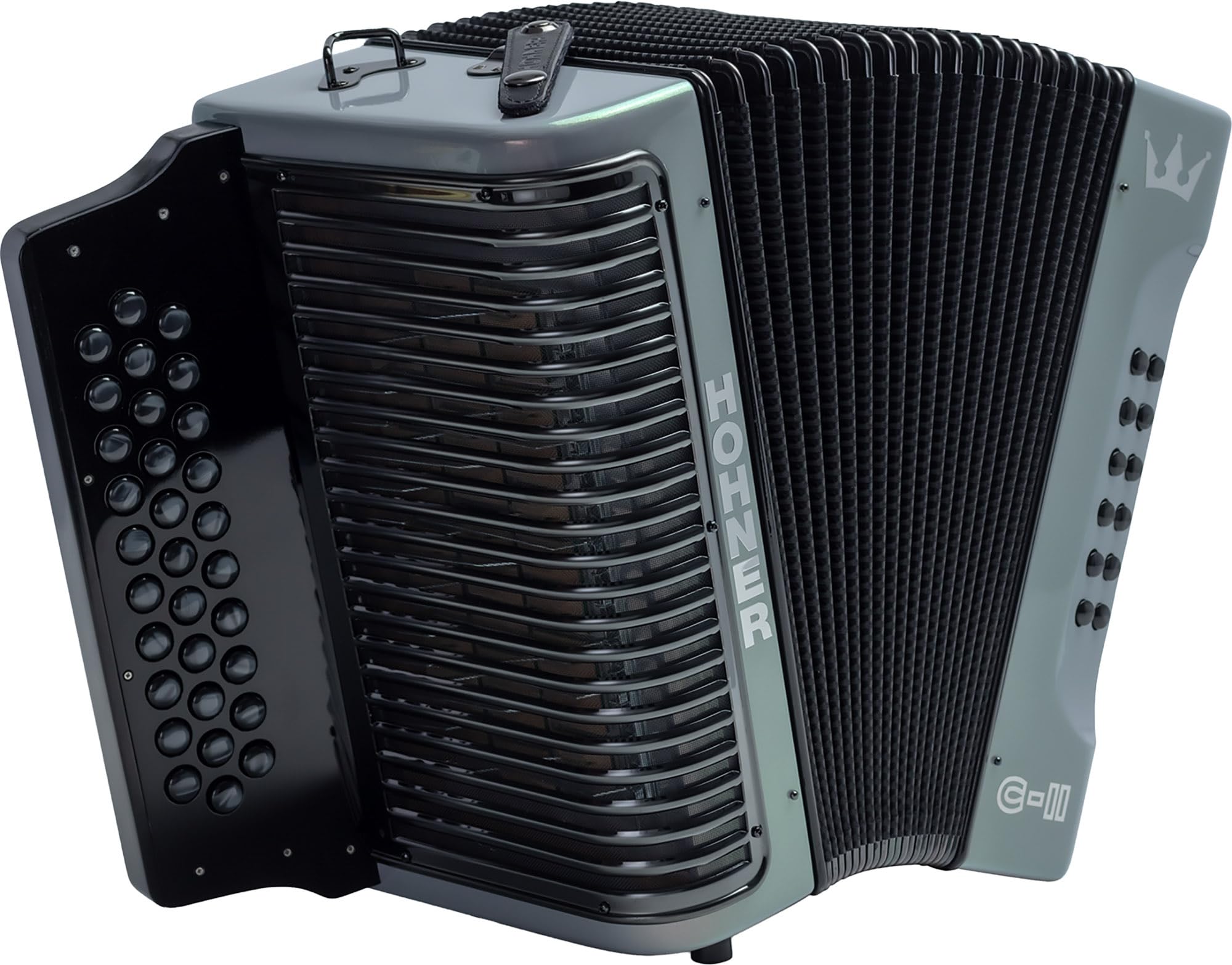 Hohner Corona C-II F/Bb/Eb Accordion - Silver Rainbow Bundle with Gig Bag, Adjustable Straps, and Austin Bazaar Polishing Cloth