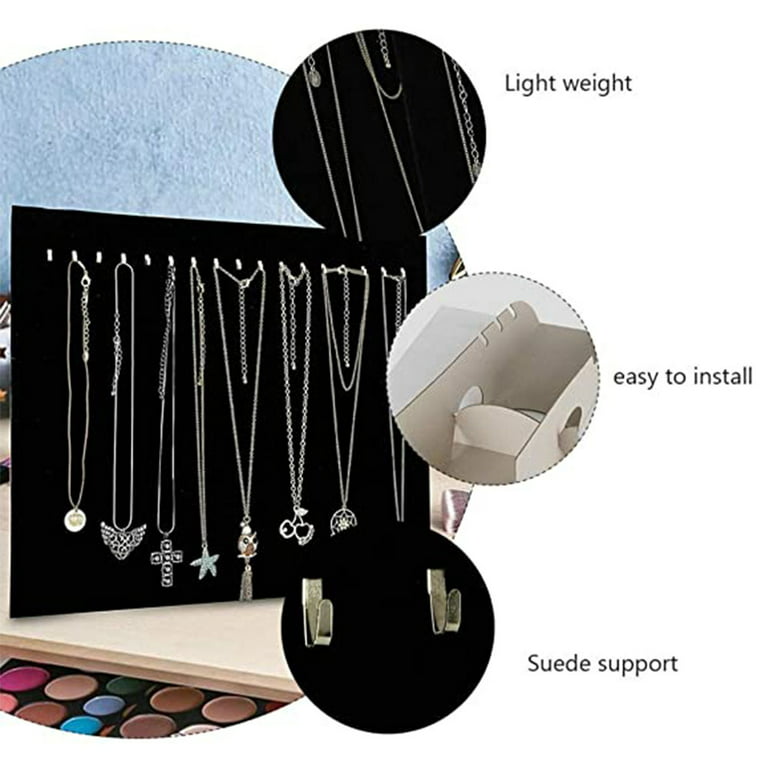 Crafts Jewelry Display for Selling, Velvet Boutique Necklace Stands, Boards  with Hooks for Pop Up Shop,Black 