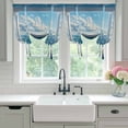 thumbnail image 5 of Tie Up Curtains for Windows Beach Waves Valance Adjustable Balloon Curtain Blue Sky Cloud Window Tie Up Shades for Kitchen Living Room Bedroom Privacy Curtain Drape 34x45 Inch, 5 of 9
