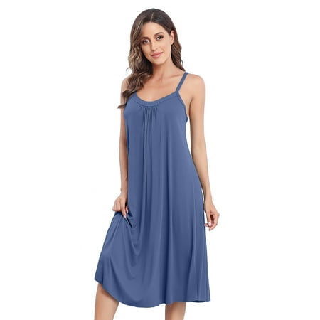 

Attraco Women s One Piece Nightdress Long Scoop Neck Modal Soft Pajamas Loungewear