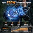 thumbnail image 2 of XKJ Electric Bike for Adults, Ebike, Electric Bicycle with 576WH Removable Battery,26" Mountain Ebike 25MPH,40+ Miles(MAX),750W High Motor,Multi-Shock Absorption,Commuting,UL2849, 2 of 9