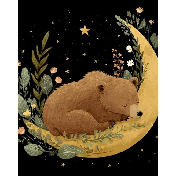 Paint by Numbers for Adults Kids Beginner Moonlit Night Brown Bear Dream DIY Acrylic Painting by Numbers Kits with Brushes Acrylic Pigment Home Decoration Gifts 16 x 20 inch