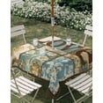 thumbnail image 3 of Square Outdoor Tablecloth with Umbrella Hole Vintage Floral Check Outside Table Cloth Waterproof Patio Table Cover Blue Yellow Love Buffalo Plaid Zipper Tablecloths for Picnic Camping 54x54 Inch, 3 of 8
