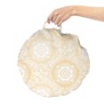 thumbnail image 2 of Damask Round Floor Cushion with Handle, Ornamental Lacy Style Mandala Motif in Shabby Classic Floral Oriental, Decorative Pillow for Living Room & Dorms, 18" Round, Pale Peach White, by Ambesonne, 2 of 4