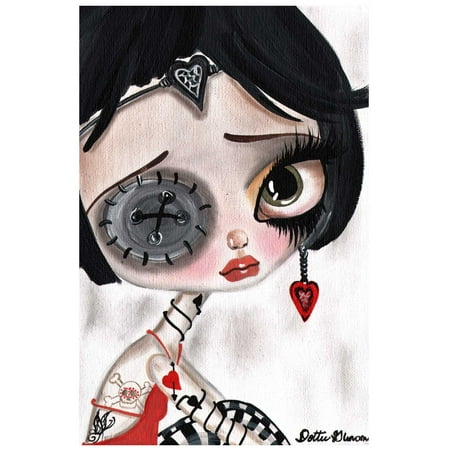 Girly Rude by Dottie Gleason Button Eyes Goth Girl Coraline Art Poster Print