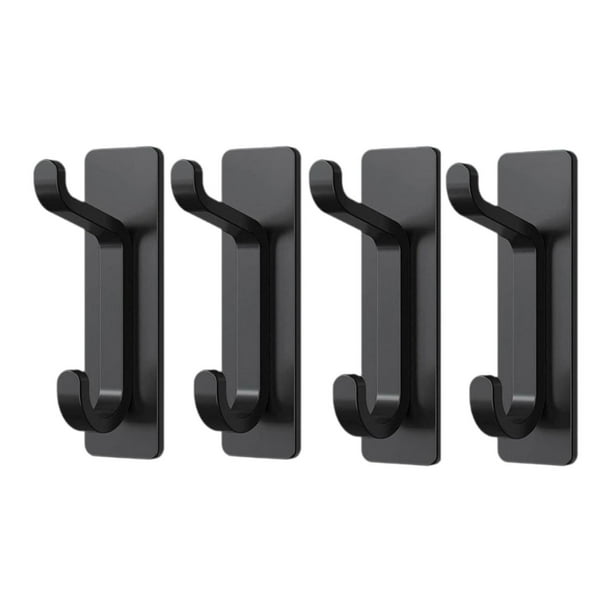 4 ganchos de pared para ropa, autoadhesivos, de acero inoxidable, impermeables, para puerta, toalla, abrigo, sombrero, bolso, toalla, puerta, oficina. Negro