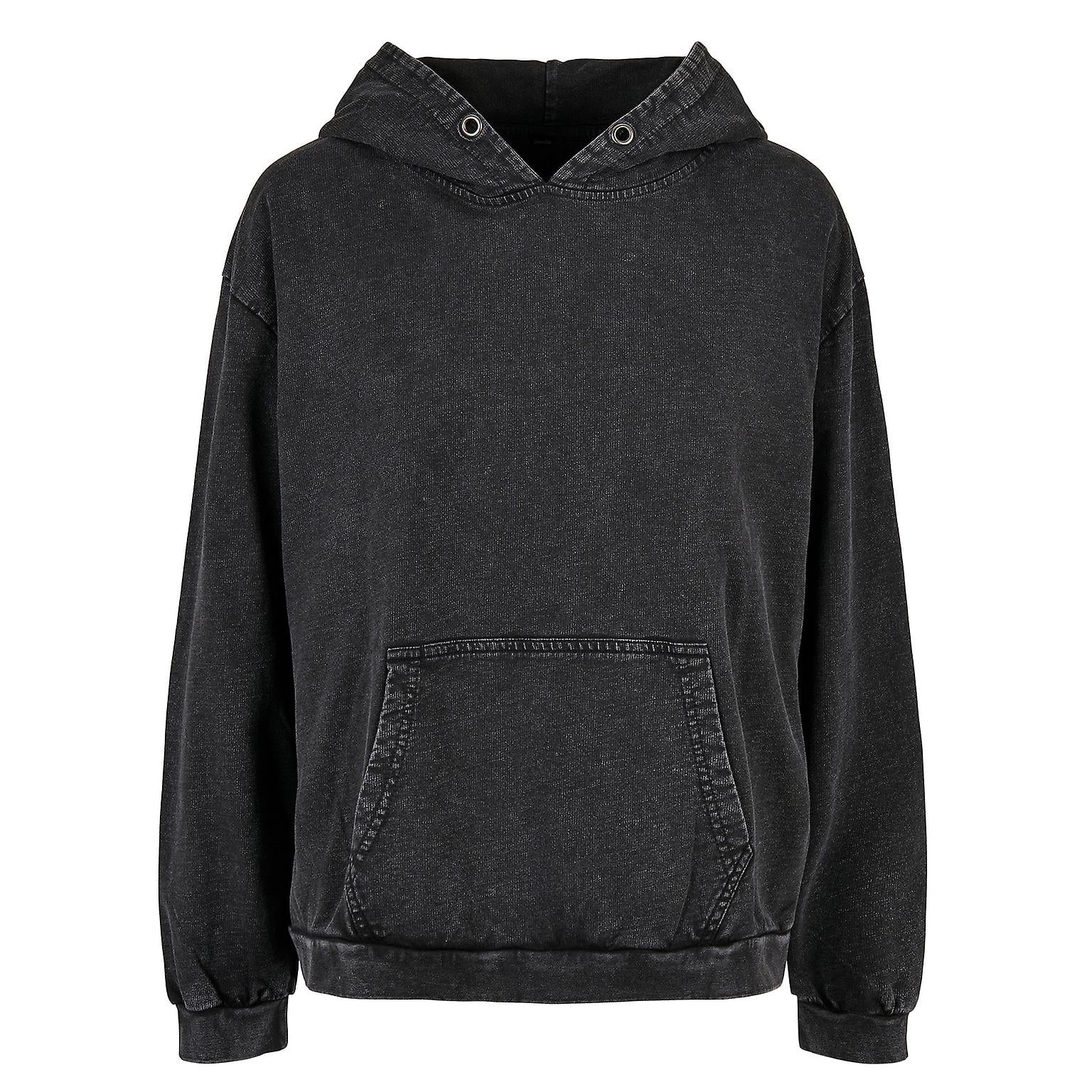 Build Your Brand Womens/Ladies Acid Wash Oversized Hoodie Black XL