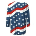 thumbnail image 4 of SnZhen 3/4 Length Sleeve Womens Tops Women's Fashionable Independence Day Prints Printed Round Neck Three-quarter Sleeve 3/4 Sleeve T-Shirt Top, 4 of 5
