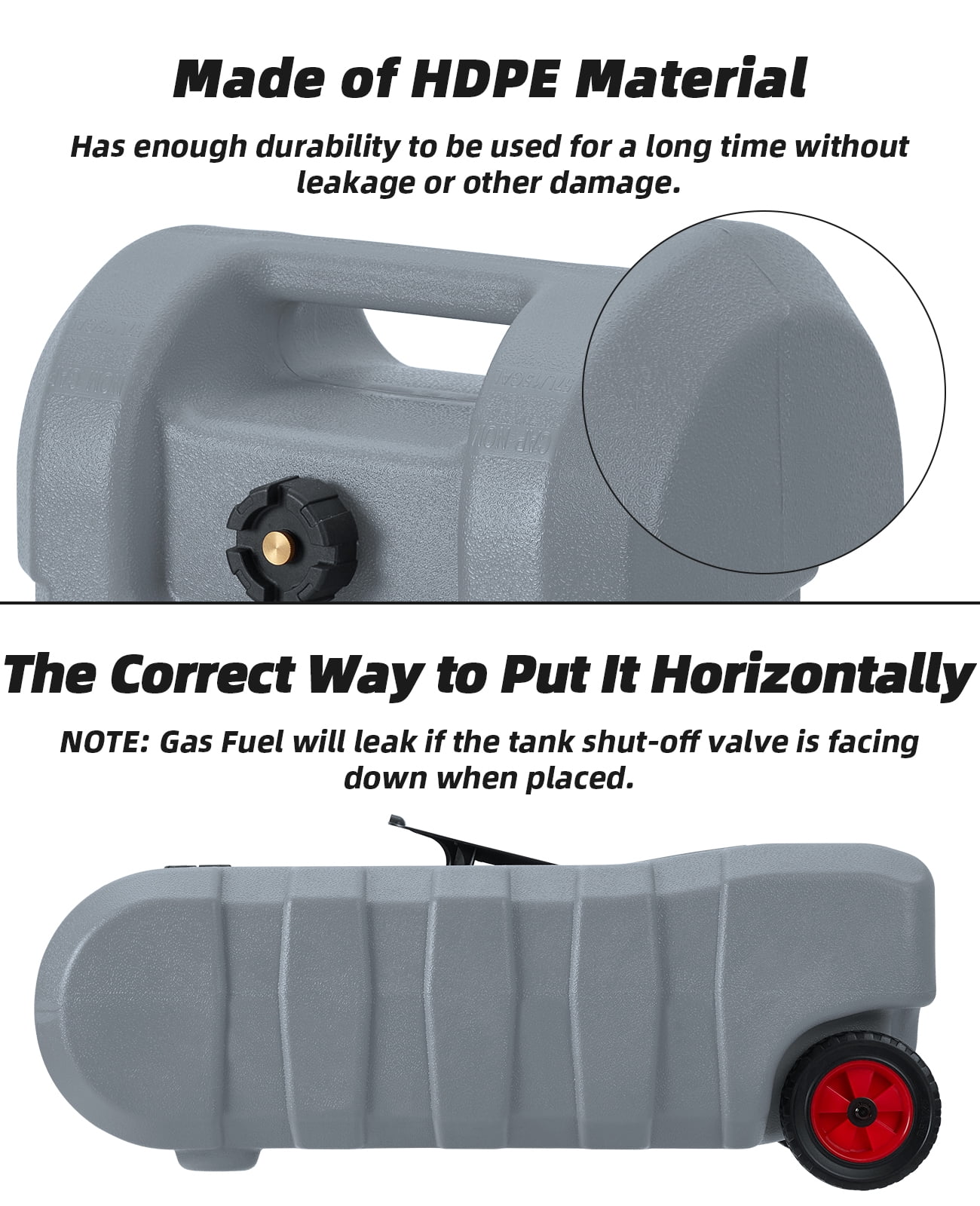 Fuel Caddy 15 Gallon Portable Gas Fuel Tank Container Caddy, Gasoline Diesel Fuel Tank with Manual Transfer Nozzle,Diesel Fuel Container