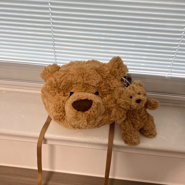 Bolso Original con cabeza de oso jellycat Barcelona, bolso cruzado, nuevo bolso bonito de oso de peluche, estilo ins