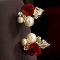 thumbnail image 3 of Visland Women Earrings, Fashion Red Rose Faux Pearl Alloy Ear Studs in Any Occasion 1Pair, 3 of 8