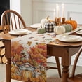 thumbnail image 3 of Gnome Fox Pumpkin Table Runner, Autumn Thanksgiving Kitchen Dining Table Decoration for Home Party Decor 13x60 Inches, 3 of 9