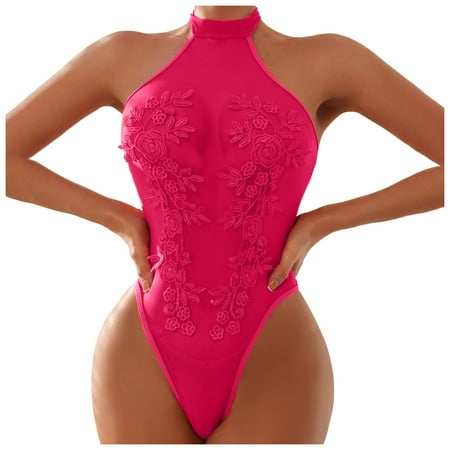 Yuhangmm Europea And America New Foreign Trade Flowers See Through Sexy Shapewear Underwear Lingerie Bodysuit with Stockings