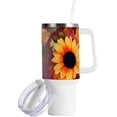 thumbnail image 2 of SKYSONIC Insulated Tumblers with Lids and Straws Handles 40oz Water Bottle Sunflower Flower Autumn Leaves Travel Mug Reusable Stainless Steel Thermos Vacuum, 2 of 7